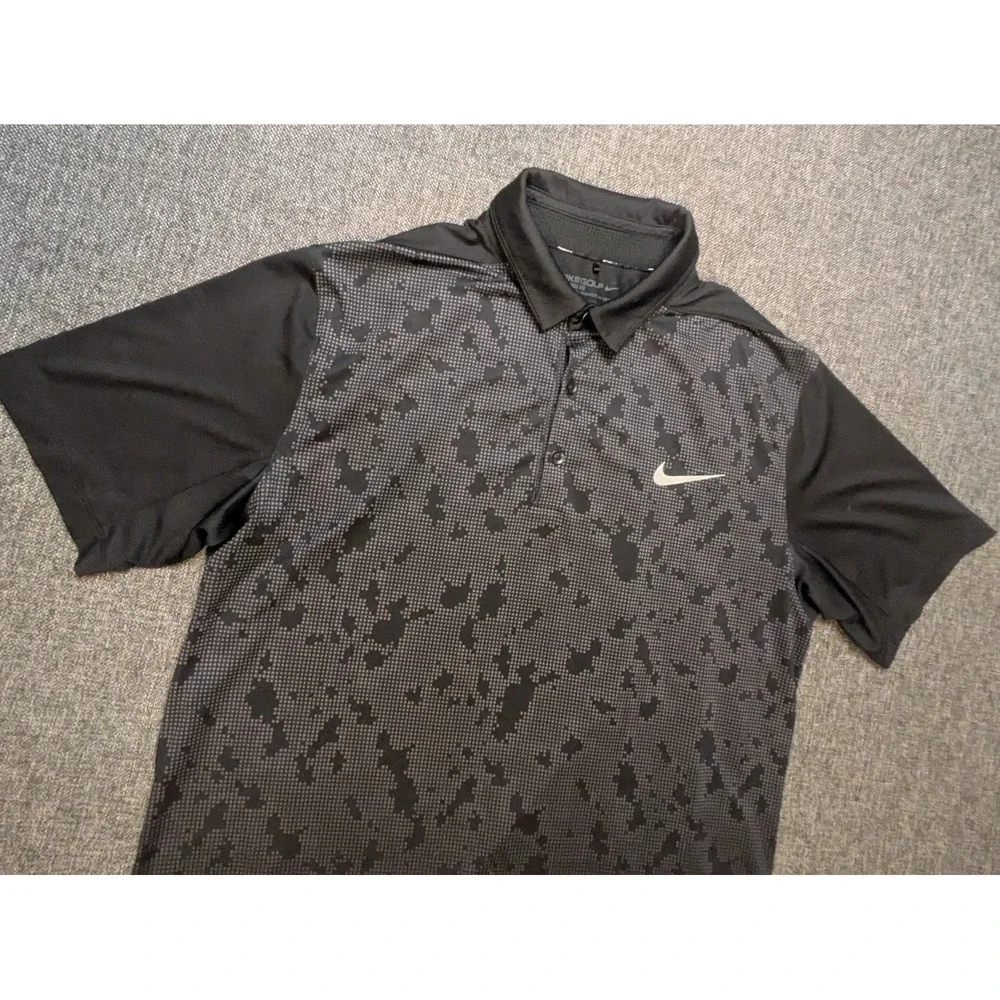 NIKE GOLF Performance Dri Fit Polo shirt black Size Medium Men's Sports Tee